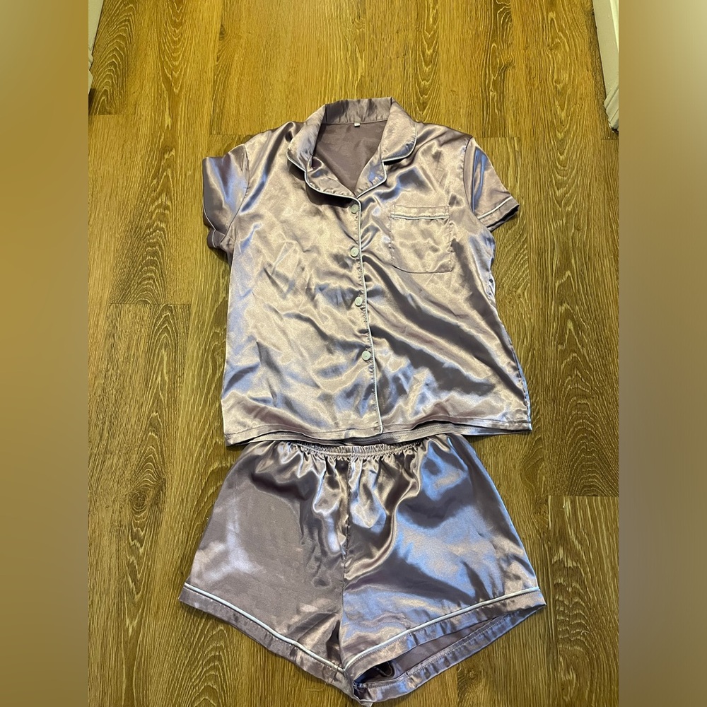 Purple silk PJ set